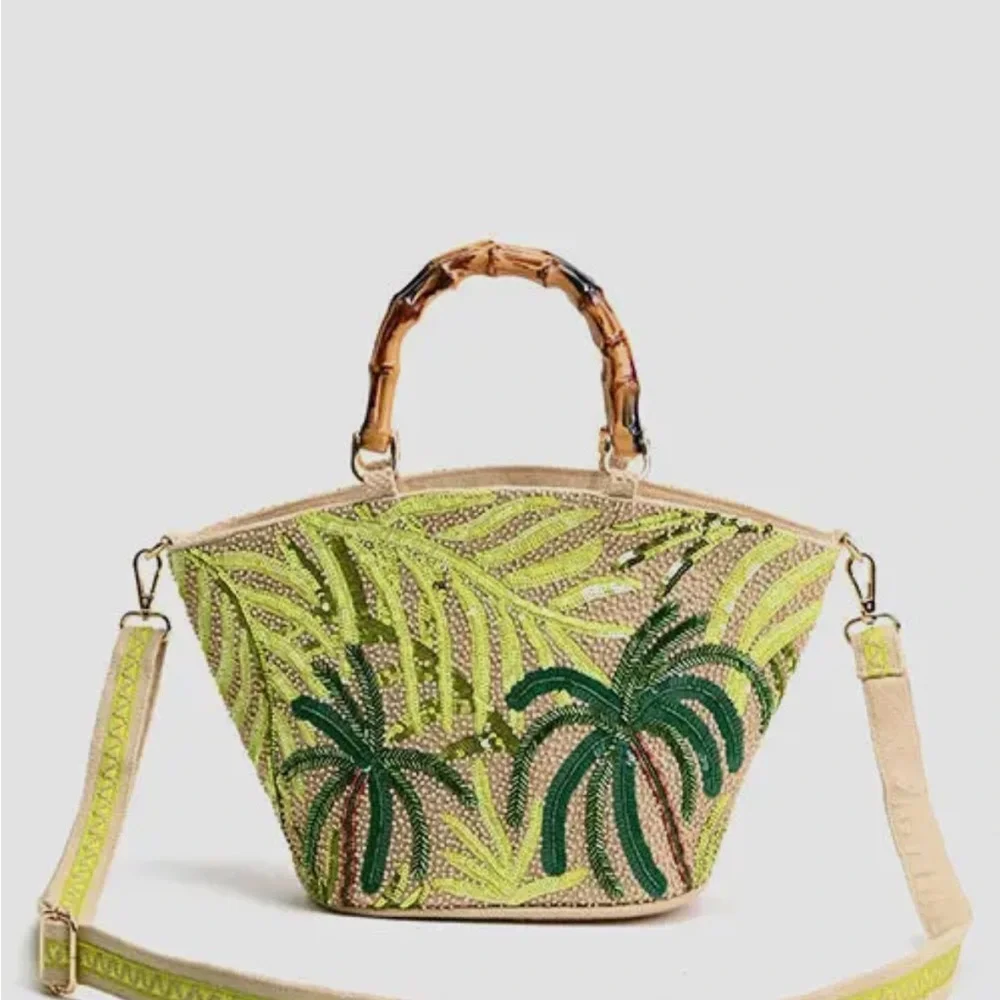Palm Tree Beaded Tote - Picture 1 of 15